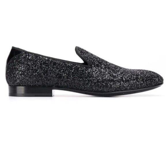 Jimmy Choo Men\'s Black Thame  Glitter Fabric Slipper, EU 40, US 8 main image 14